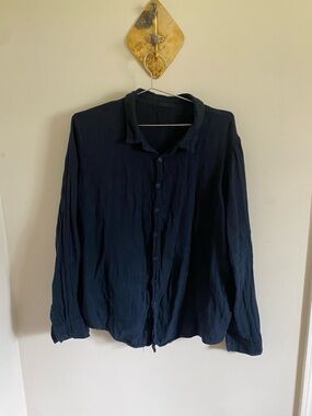 CP Shades Navy Cotton Linen Top